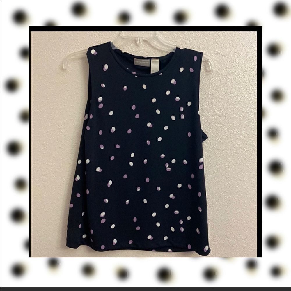 🔵Liz Claiborne Black With Purple and White Polka dot tank!!!